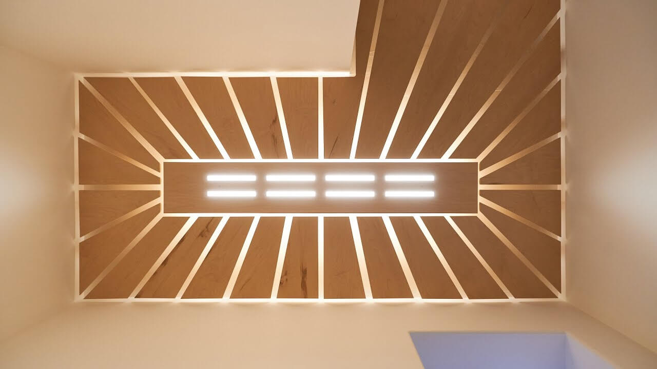 Making a Custom Ceiling with Lighting - Sunburst Pattern