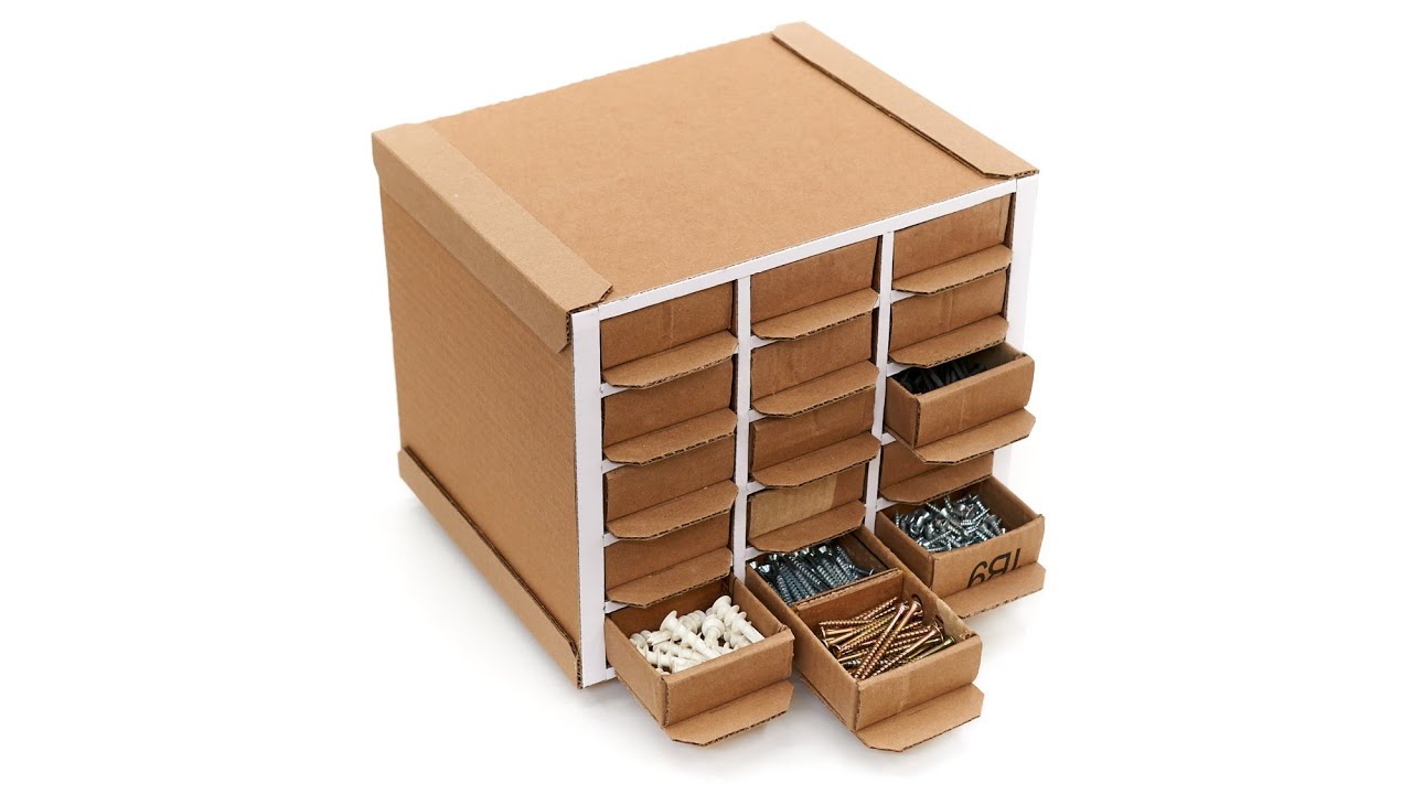 Wait... What? I Made a Small Parts Organizer with Drawers from Cardboard!