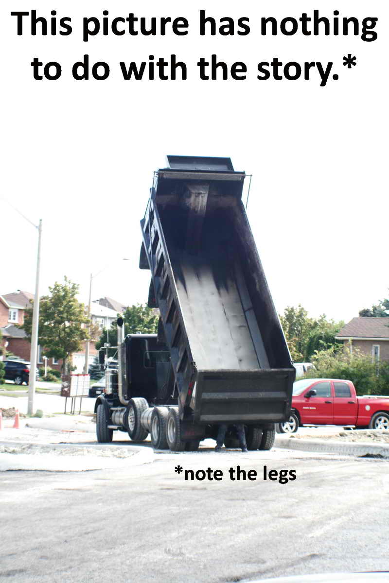 guy cleaning dump truck