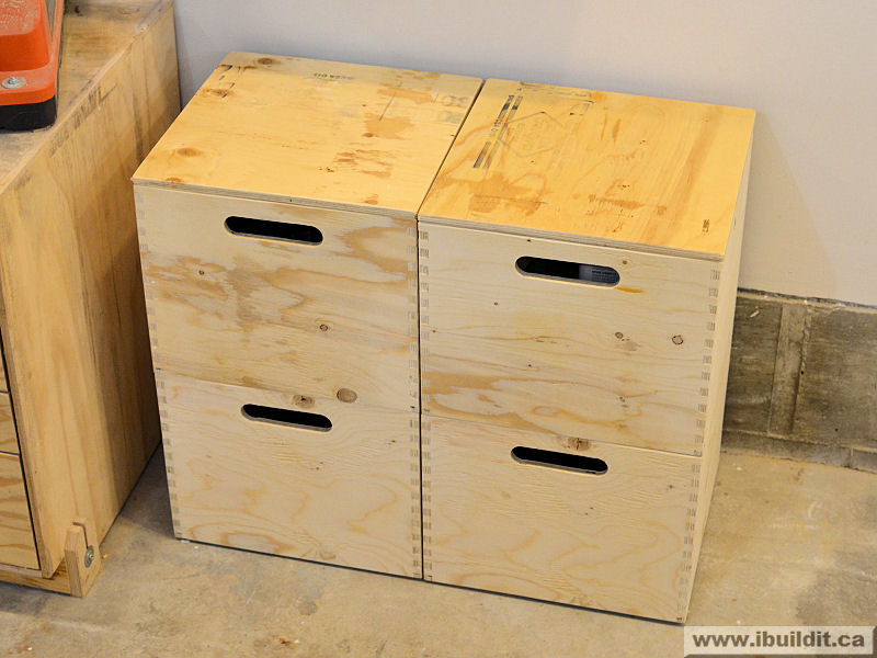 finished plywood storage boxes