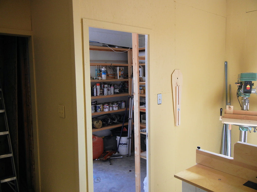 view of my workshop paint storage room